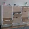 Schoenenkasten Napoli (Set Van Drie) Met 3 Lades Wit / Eiken.