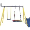 Schommel Met Glijbaan Voor Kinderen - Metalen Frame - Buitenspeeltuin Voor Kinderen Van 3 Tot 8 Jaar - Geel