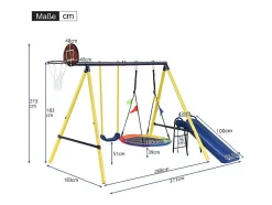 Schommel Met Glijbaan Voor Kinderen - Metalen Frame - Buitenspeeltuin Voor Kinderen Van 3 Tot 8 Jaar - Geel