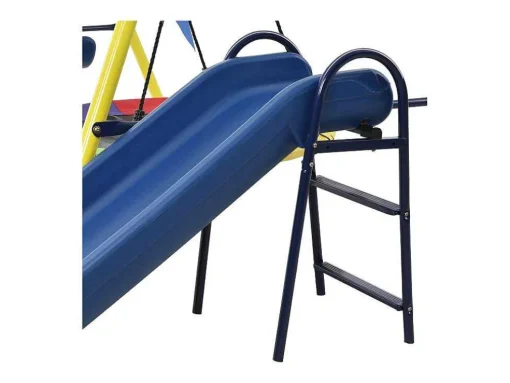 Schommel Met Glijbaan Voor Kinderen - Metalen Frame - Buitenspeeltuin Voor Kinderen Van 3 Tot 8 Jaar - Geel