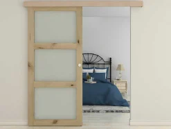 Schuifdeur Acosta Met 3 Ramen - H205Xb83Cm - Natuurlijk Mdf