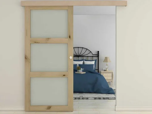 Schuifdeur Acosta Met 3 Ramen - H205Xb83Cm - Natuurlijk Mdf