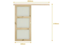 Schuifdeur Acosta Met 3 Ramen - H205Xb83Cm - Natuurlijk Mdf