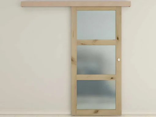 Schuifdeur Acosta Met 3 Ramen - H205Xb83Cm - Natuurlijk Mdf