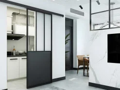 Schuifdeur In Gehard Glas - Mat Zwart - H205Cm X B73Cm - Artisto