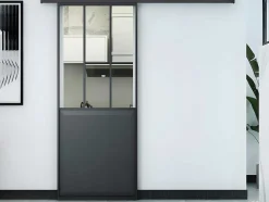 Schuifdeur In Gehard Glas - Mat Zwart - H205Cm X B73Cm - Artisto