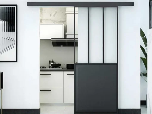 Schuifdeur In Gehard Glas - Mat Zwart - H205Cm X B73Cm - Artisto