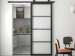 Schuifdeur Sinca - H205 X B83 Cm - Gehard Glas En Aluminium