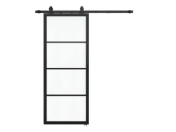 Schuifdeur Sinca - H205Cm X B73Cm - Helder Gehard Glas En Aluminium