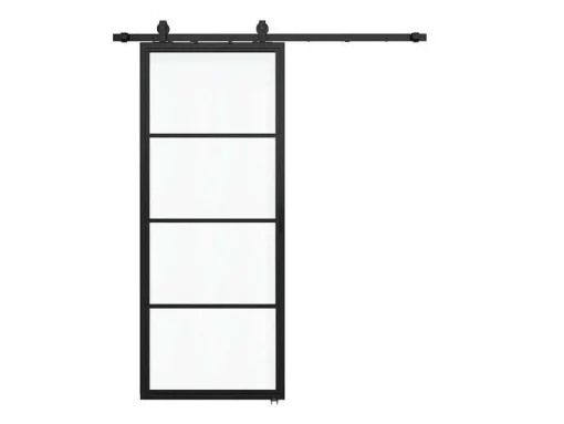 Schuifdeur Sinca - H205Cm X B73Cm - Helder Gehard Glas En Aluminium