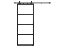 Schuifdeur Sinca - H205Cm X B73Cm - Helder Gehard Glas En Aluminium