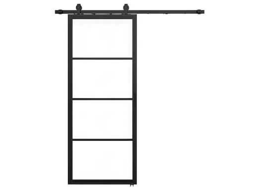 Schuifdeur Sinca - H205Cm X B73Cm - Helder Gehard Glas En Aluminium