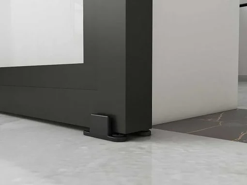 Schuifdeur Sinca - H205Cm X B73Cm - Helder Gehard Glas En Aluminium
