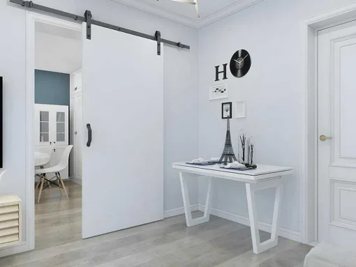 Schuifdeur Varin - H205Cm X L83Cm - Mdf + Wit Pvc