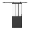 Schuifdeur Werkplaatsstijl Met Rails - Zwart En Mat Gehard Glas - H205 Cm X L63 Cm - Artisto Ii