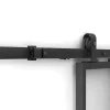 Schuifdeur Werkplaatsstijl Met Rails - Zwart En Mat Gehard Glas - H205 Cm X L93 Cm - Artisto Ii