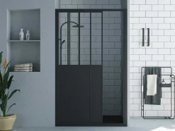 Schuifdouchedeur Mat Zwart Met Werkplaatsstijl - 120 X 195 Cm - Urbanik