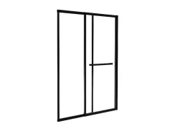 Schuifdouchewand Mat Zwart Met Handdoekenrek - 120 X 140 Cm - Waimea
