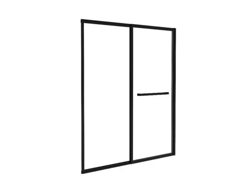 Schuifdouchewand Mat Zwart Met Handdoekenrek - 120 X 140 Cm - Waimea
