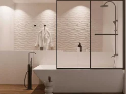 Schuifdouchewand Mat Zwart Met Handdoekenrek - 120 X 140 Cm - Waimea