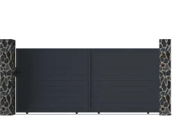 Schuifpoort Van Antraciet Opengewerkt Aluminium - L416 X 180 Cm - Nazario