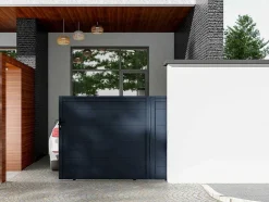 Schuifpoort Van Antraciet Opengewerkt Aluminium - L374 X 165 Cm - Nazario