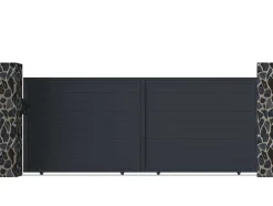 Schuifpoort Van Antraciet Opengewerkt Aluminium - L416 X 165 Cm - Nazario