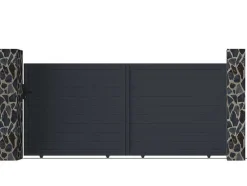 Schuifpoort Van Antraciet Opengewerkt Aluminium - L374 X 165 Cm - Nazario