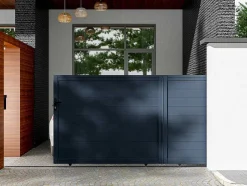 Schuifpoort Van Antraciet Opengewerkt Aluminium - L416 X 165 Cm - Nazario