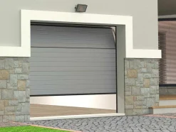 Sectionale Garagedeur Grijs Gegroefd Effect Met Motor - Noria