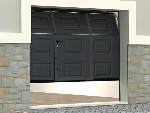 Sectionale Garagedeur Met Somfy Motor Met Centrale Antraciet Loopdeur - Caopas