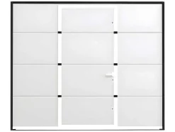 Sectionale Garagedeur Met Glad Effect Met Centrale Witte Loopdeur En Somfy Motor - Lavega