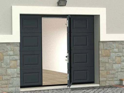Sectionale Garagedeur Met Somfy Motor Met Centrale Loopdeur Antraciet - Caopas