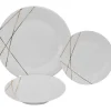 Servies 18 Stuks Van Porselein - Wit En Goud - Linasio