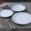 Servies 18 Stuks Van Porselein - Wit En Zilver - Dynao