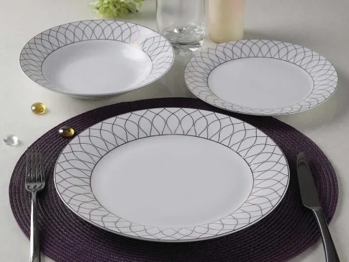 Servies 18 Stuks Van Porselein - Wit En Goud - Serisia
