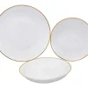 Servies 18 Stuks Van Porselein - Wit En Gouden Bies - Julina