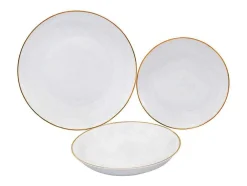 Servies 18 Stuks Van Porselein - Wit En Gouden Bies - Julina