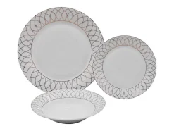 Servies 18 Stuks Van Porselein - Wit En Goud - Serisia