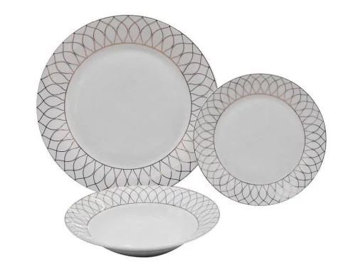 Servies 18 Stuks Van Porselein - Wit En Goud - Serisia