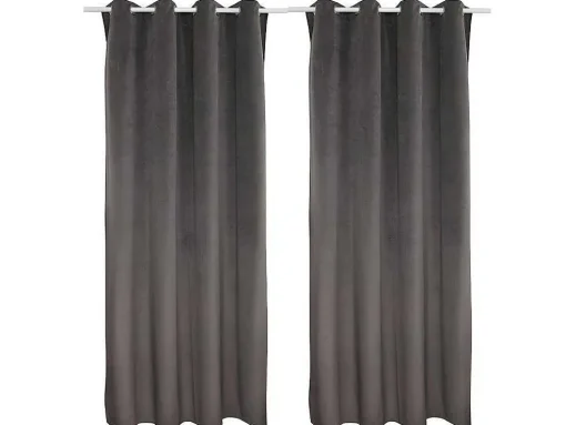 Set 2 Gordijnen Luxe - Polyesterfluweel - 140X260Cm - Grijs