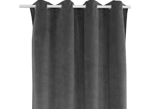 Set 2 Gordijnen Luxe - Polyesterfluweel - 140X260Cm - Grijs