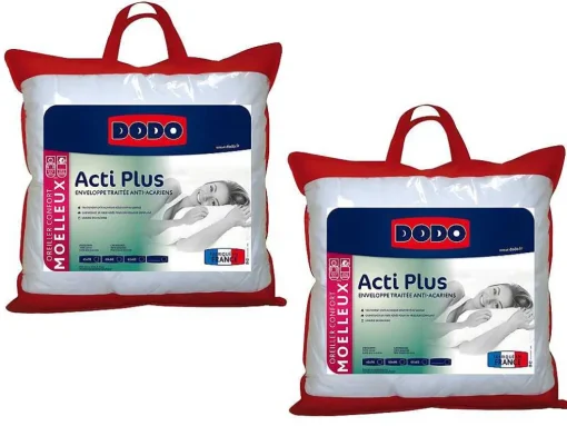 Set 2 Hoofdkussens Dodo Acti Plus Ii Tegen Allergieen - 65X65 Cm
