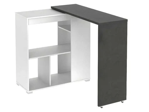 Set "Bar": Barmeubel Saturne + 2 Barkrukken Calas - Wit En Betonkleur