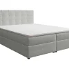 Set Bed Met Hoofdbord Met Capitons + Bedbodem Met Opbergruimte + Matras + Dekmatras - 180 X 200 Cm - Stof - Lichtgrijs - Kida Van Ysmee