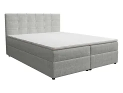 Set Bed Met Hoofdbord Met Capitons + Bedbodem Met Opbergruimte + Matras + Dekmatras - 180 X 200 Cm - Stof - Lichtgrijs - Kida Van Ysmee
