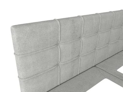 Set Bed Met Hoofdbord Met Capitons + Bedbodem Met Opbergruimte + Matras + Dekmatras - 180 X 200 Cm - Stof - Lichtgrijs - Kida Van Ysmee
