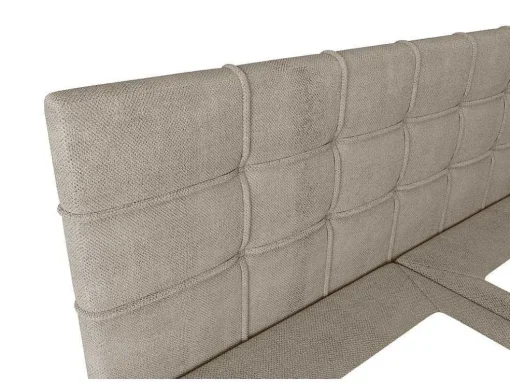 Set Bed Met Hoofdbord Met Capitons + Bedbodem Met Opbergruimte + Matras + Dekmatra - 160 X 200 Cm - Stof - Taupegrijs - Kida Van Ysmee