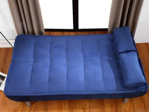 Set Blauwe Slaapbank Mishan En Grijs Tapijt Bunny
