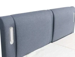 Set Boxspring + Hoofdbord Met Ledlampjes + Elektrische Relaxbedbodems + Matras + Topmatras - 2 X 90 X 200 Cm - Blauwe Stof - Astemi Van Palacio